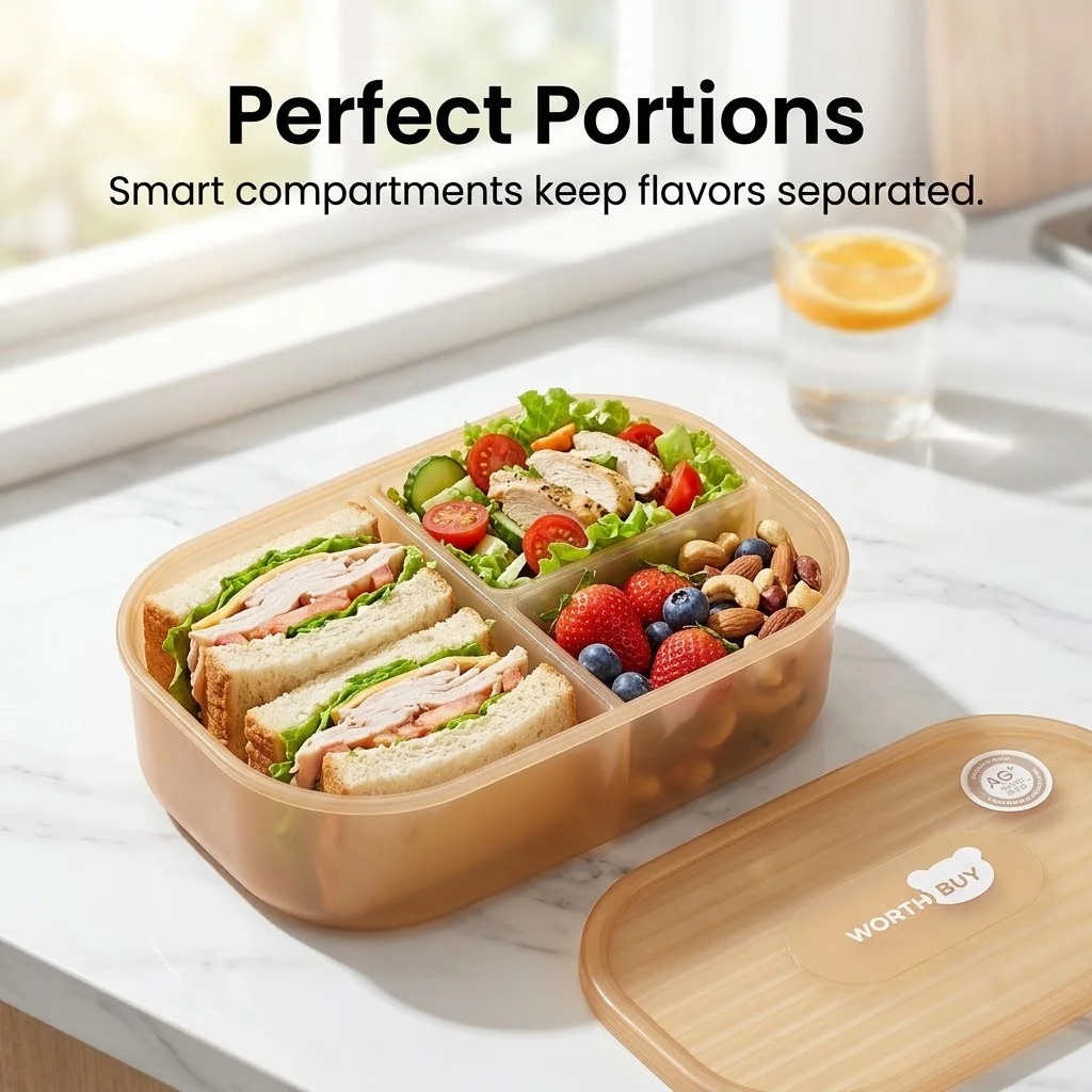 Detachable Plastic Bento Box M - Food Storage With Dividers review and price